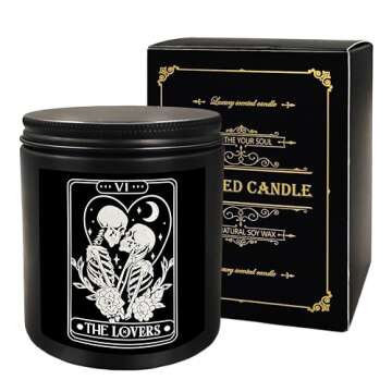 QGFM Gothic Couple Scented Candle,Gothic Valentines Skeleton Gifts for Women Men,Tarot Scented Candle,Couples Gifts for Husband and Wife,Couples Gifts for Husband and Wife - Jar Candles