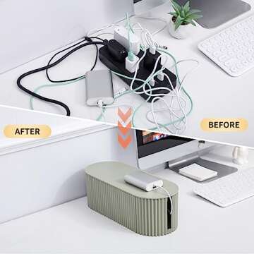 Tahaje Cable Management Box, Plastic Cord Organizer Cover, Computer Power Strips Hider Under TV and Desk for Home Office, Kitchen Appliances, Router, Electronics Plugs and Wires Protector (Green)