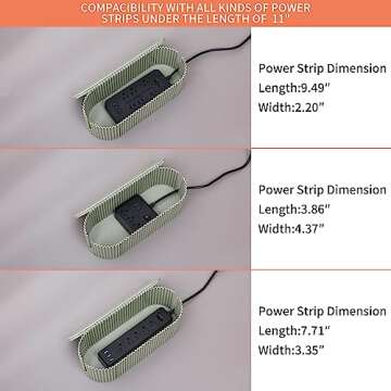 Tahaje Cable Management Box, Plastic Cord Organizer Cover, Computer Power Strips Hider Under TV and Desk for Home Office, Kitchen Appliances, Router, Electronics Plugs and Wires Protector (Green)