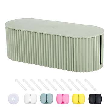 Tahaje Cable Management Box, Plastic Cord Organizer Cover, Computer Power Strips Hider Under TV and Desk for Home Office, Kitchen Appliances, Router, Electronics Plugs and Wires Protector (Green)