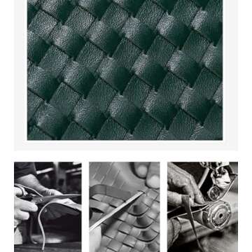 Dreubea Women's Handmade Woven Evening Bag Casual Leather Shoulder Handbag Fashion Crossbody Clutch Purse Travertine