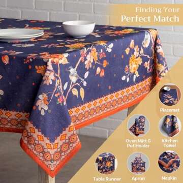 Maison d' Hermine 100% Cotton Table Cover - 60"x108" Rectangle Decorative Tablecloth - Washable Tablecloths for Dining, Home & Party - for Thanksgiving & Christmas - Kelim - Infinity Collection