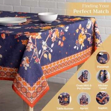 Maison d' Hermine 100% Cotton Table Cover - 60"x108" Rectangle Decorative Tablecloth - Washable Tablecloths for Dining, Home & Party - for Thanksgiving & Christmas - Kelim - Infinity Collection