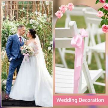 Pink Ribbon 60 Yards 1 1/2 Inch Light Pink Satin Ribbon for Bows Making Flower Bouquet Wedding Easter Mother's Day Decorations