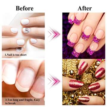 Subay 200Pcs Professional Long Nail Forms for Acrylic Nails, Polygel Nails, Thick Nail Extension Forms for Nail Art Tips, Premium Acrylic Nail Paper Forms, Nail Former Stickers for Professional Use