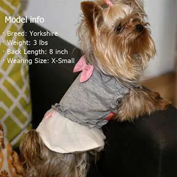 KYEESE Dog Dress Shirt Princess Pink Bowtie Pet Clothes for Small Dogs Spring Summer Fashion
