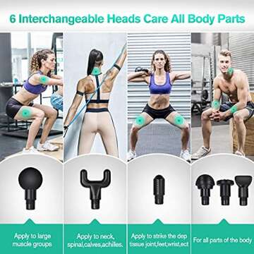 Massage Gun for Athletes,Nekteck Deep Tissue Massage Gun Percussion Muscle Fascial Gun with Powerful Electric Motor, 4 Adjustable Speed and 6 Accessories Head,Ideas Gift for Men and Women