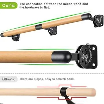 Dolibest Space Saver, 6 ft Ballet Barre, Wall Mounted Traditional Wood Ballet Barre System Stretch/D...