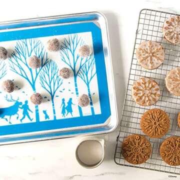 Nordic Ware Disney Frozen 2 Falling Snowflake Cast Cookie Stamps, Set of 3, Silver with Blue Handles
