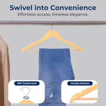 SereneLife Wooden Hangers - Premium Space Saving Hangers