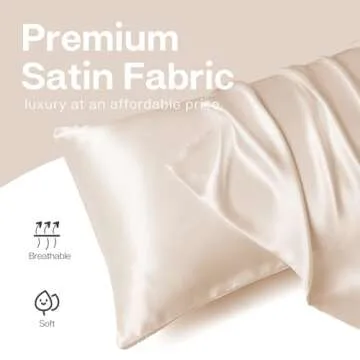 MR&HM Satin Pillowcase for Hair and Skin, Silk Satin Pillowcase 2 Pack, Standard Size Pillow Cases Set of 2, Silky Pillow Cover with Envelope Closure (20x26, Beige)