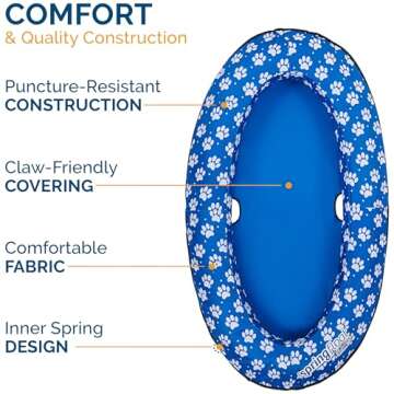 SwimWays Paddle Paws Spring Float Dog Raft, Large (65 lbs. and Up), Blue