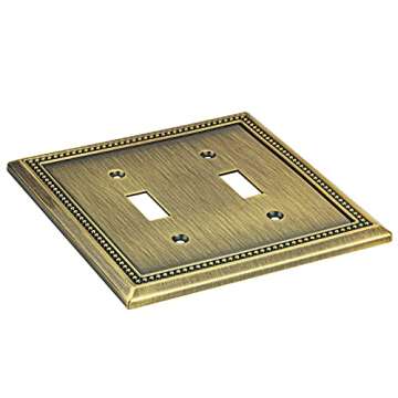 Henne Bery Sunken Pearls Heavy Duty Decorative Wall Plate Switch Plate Outlet Cover (Double Toggle, ...