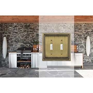 Henne Bery Sunken Pearls Heavy Duty Decorative Wall Plate Switch Plate Outlet Cover (Double Toggle, Antique Brass)