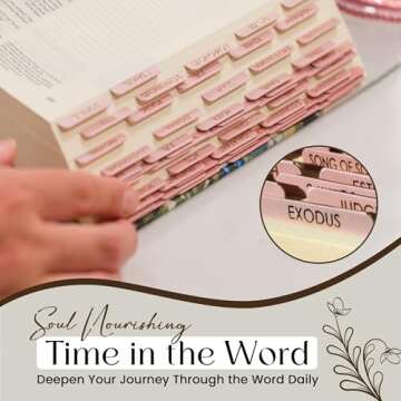 Bible Tabs for Women Study Bible, Gold Embossed Matte Catholic Bible Tabs Pink, Bible Book Index Tab Bible Book Tabs w/Old & New Testament Pink Bible Tabs Perfect Laminated Bible Study Supplies Peony