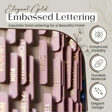 Bible Tabs for Women Study Bible, Gold Embossed Matte Catholic Bible Tabs Pink, Bible Book Index Tab Bible Book Tabs w/Old & New Testament Pink Bible Tabs Perfect Laminated Bible Study Supplies Peony