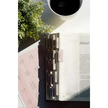 Bible Tabs for Women Study Bible, Gold Embossed Matte Catholic Bible Tabs Pink, Bible Book Index Tab Bible Book Tabs w/Old & New Testament Pink Bible Tabs Perfect Laminated Bible Study Supplies Peony