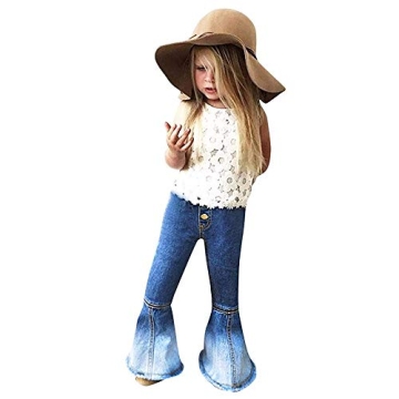 MODNTOGA Baby Girls Denim Bell Bottom Jeans Vintage Toddler Kid Flare Pants Jeans Western Little Cow...