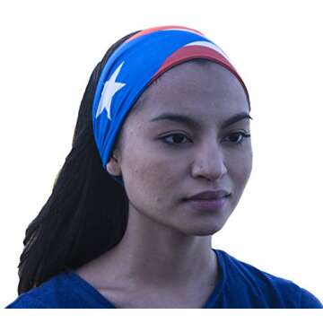 Flag-Themed Headband. Perfect for Yoga Outdoor Activities, Workout Travel Designer Style & Quality (Puerto Rico)