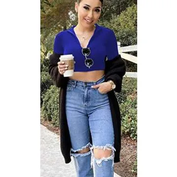 SKYVOICE Women's Zip Up Crop Top - Stylish & Comfortable