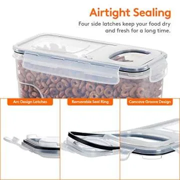 Lifewit 4L(135oz) Cereal Containers Storage with Flip-Top Lids, 4pcs Airtight Food Storage Canister Sets with Label Stickers for Kitchen Pantry Counter Organization, Oats, Flour, Sugar, BPA Free