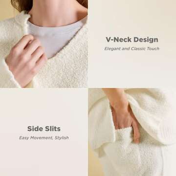 Bedsure Women's Cozy Sweater Lounge Pajama Set Cream