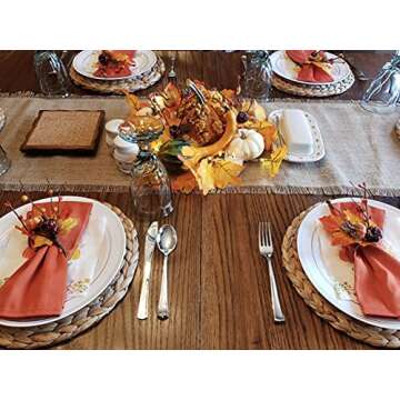 HomeDo Large Round Woven Placemats Set of 4 for Dining Table, Water Hyacinth Straw Braided Placemat,...