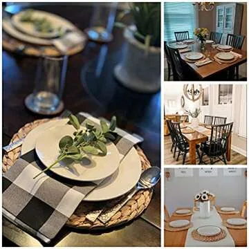 HomeDo Large Round Woven Placemats Set of 4 for Dining Table, Water Hyacinth Straw Braided Placemat, Heat Resistant Non-Slip Weave Placemats Handmade (Water Hyacinth-4pack, Round 11.8")