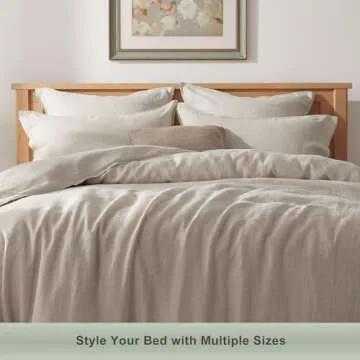 TOSMO 100% Linen Pillowcase King Size, Set of 2, Stone Washed Pillowcases Envelope Closure, Soft and Durable Pillow Cases, 20" X 40", Natural Linen