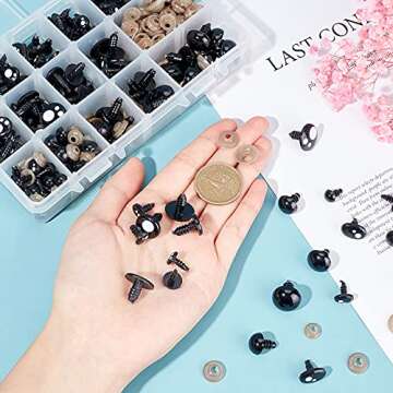 PH PandaHall 324pcs Safety Eyes, 15 Styles Kawaii Craft Eyes Round Plastic Craft Eyes Black Stuffed Eyes with Washers for Amigurumi, Puppet, Teddy Bear, Crochet, Plush Animal Making