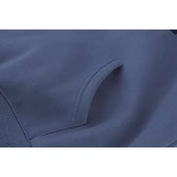 Lauweion Women Solid Basic Fleece Letter Loose Hoodie Sweatshirt Long Sleeve Kangaroo Pocket Drop Shoulder Pullovers Top Dustyblue