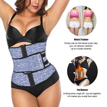 FeelinGirl Womens Neoprene Waist Trainer Corset for Body Shaper XXL Blue