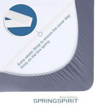 Box Spring Cover Queen Size, Alternates for Bed Skirt, Smooth and Elastic Woven Material Wrap Around 4 Sides of The Box Spring, Wrinkle & Fading Resistant, Washable, Dustproof, Gray