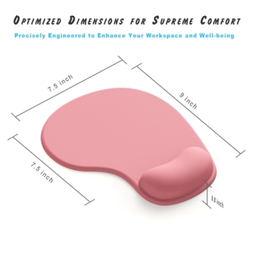 Office Mousepad with Gel Wrist Support - Ergonomic Gaming Desktop Mouse Pad Wrist Rest - Design Gamepad Mat Rubber Base for Laptop Computer -Silicone Non-Slip Special-Textured Surface (01Pink)