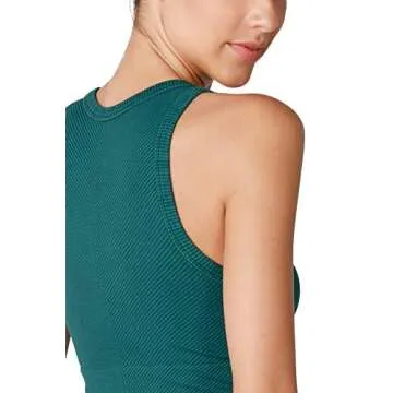 NIKIBIKI Women Seamless Vintage Chevron High Neck Crop Top, Made in U.S.A, One Size (Vintage Jade)