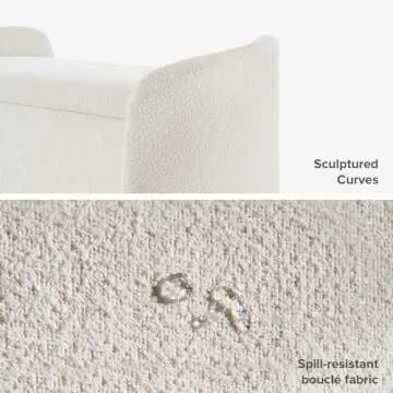 mopio Sophie 51" Ottoman Storage Bench, Entryway and Window Seating, End of Bed Curved Stool for King & Queen Bed, Storage Chest for Bedroom (Pearl White Boucle)