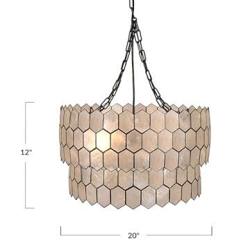 Elegant Creative Co-Op Capiz Honeycomb Chandelier