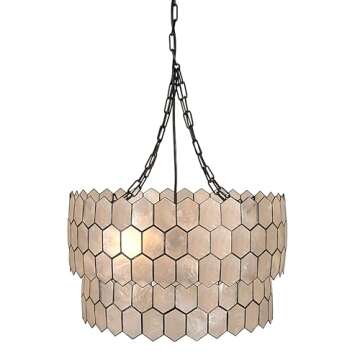 Elegant Creative Co-Op Capiz Honeycomb Chandelier