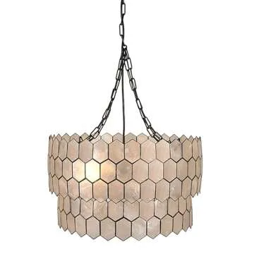 Elegant Creative Co-Op Capiz Honeycomb Chandelier