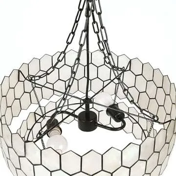 Elegant Creative Co-Op Capiz Honeycomb Chandelier