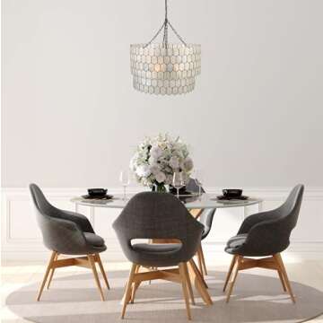 Elegant Creative Co-Op Capiz Honeycomb Chandelier