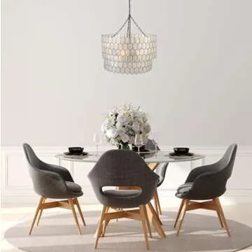 Elegant Creative Co-Op Capiz Honeycomb Chandelier