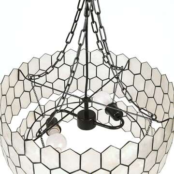 Elegant Creative Co-Op Capiz Honeycomb Chandelier