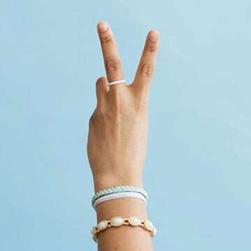 Enso Rings Stackable Braided Silicone Wedding Ring – Hypoallergenic Unisex Stackable Wedding Band – Comfortable Minimalist Band – 2.5mm Wide, .8mm Thick (Turquoise, Size 6)