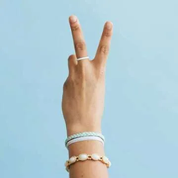 Enso Rings Stackable Braided Silicone Wedding Ring – Hypoallergenic Unisex Stackable Wedding Band – Comfortable Minimalist Band – 2.5mm Wide, .8mm Thick (Turquoise, Size 6)