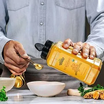 HQOExpress - USDA Certified Organic - Non GMO - Ground Turmeric Spice Powder Seasoning For Cooking - Sustainably Grown - Kosher - 21 oz. Chef Jar