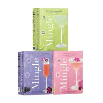 Mingle Mocktails Variety Pack, Canned Non-Alcoholic Drinks, Blackberry Hibiscus Bellini, Cranberry C...
