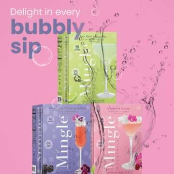 Mingle Mocktails Variety Pack, Canned Non-Alcoholic Drinks, Blackberry Hibiscus Bellini, Cranberry Cosmo, Key Lime Margarita, 12 fl. oz, 12 Packs