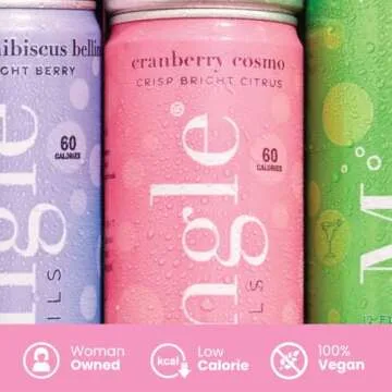 Mingle Mocktails Variety Pack, Canned Non-Alcoholic Drinks, Blackberry Hibiscus Bellini, Cranberry Cosmo, Key Lime Margarita, 12 fl. oz, 12 Packs