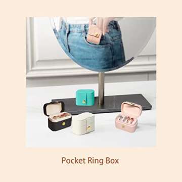 VOMNA Travel Jewelry Ring Case,Small Jewelry Ring Box,Ring Holder,Mini Travel Jewelry Case Portable Ring Storage Case, for Women Girls, for Travel,Business,Wedding,Bridesmaid Gift(White)